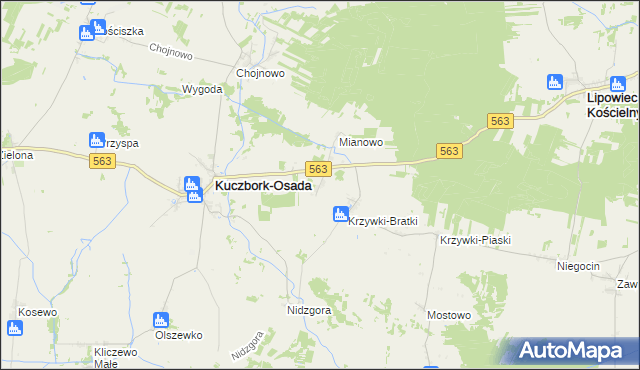 mapa Osowa gmina Kuczbork-Osada, Osowa gmina Kuczbork-Osada na mapie Targeo
