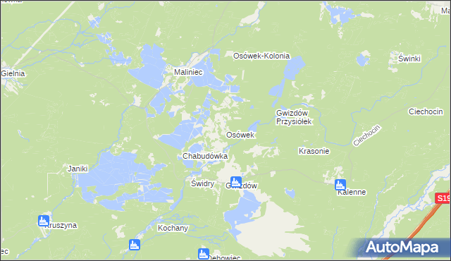 mapa Osówek gmina Potok Wielki, Osówek gmina Potok Wielki na mapie Targeo