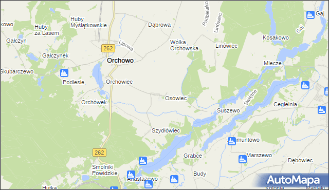 mapa Osówiec gmina Orchowo, Osówiec gmina Orchowo na mapie Targeo