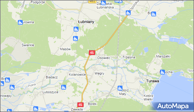 mapa Osowiec gmina Turawa, Osowiec gmina Turawa na mapie Targeo