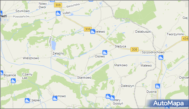 mapa Osowo gmina Gostyń, Osowo gmina Gostyń na mapie Targeo
