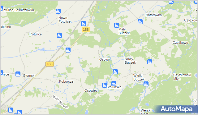 mapa Osowo gmina Lipka, Osowo gmina Lipka na mapie Targeo