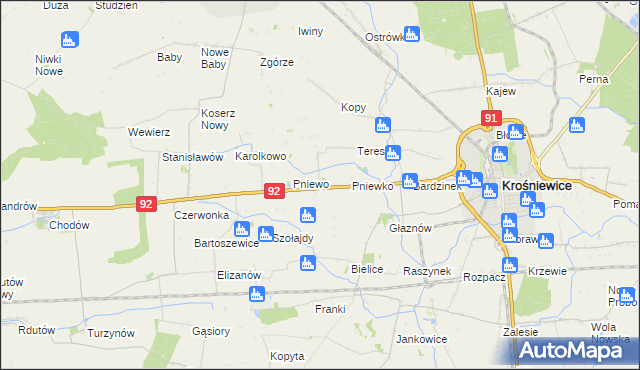 mapa Ostałów gmina Krośniewice, Ostałów gmina Krośniewice na mapie Targeo