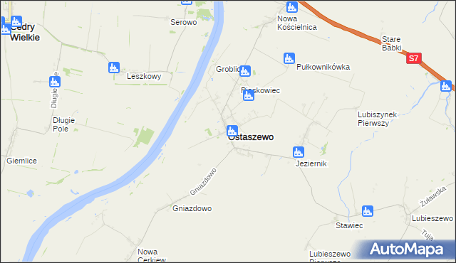 mapa Ostaszewo powiat nowodworski, Ostaszewo powiat nowodworski na mapie Targeo