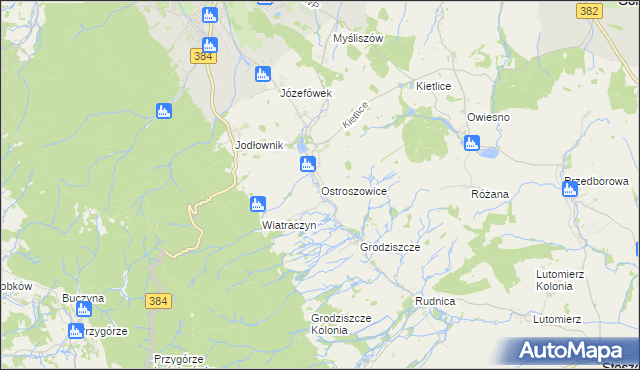 mapa Ostroszowice, Ostroszowice na mapie Targeo