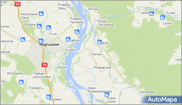 mapa Ostrów gmina Maciejowice, Ostrów gmina Maciejowice na mapie Targeo