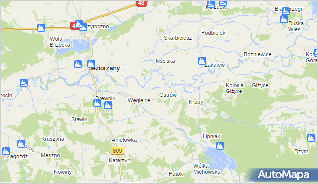 mapa Ostrów gmina Michów, Ostrów gmina Michów na mapie Targeo