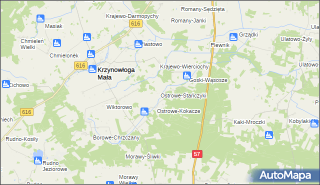 mapa Ostrowe-Stańczyki, Ostrowe-Stańczyki na mapie Targeo