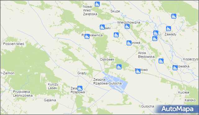 mapa Ostrówek gmina Baranowo, Ostrówek gmina Baranowo na mapie Targeo