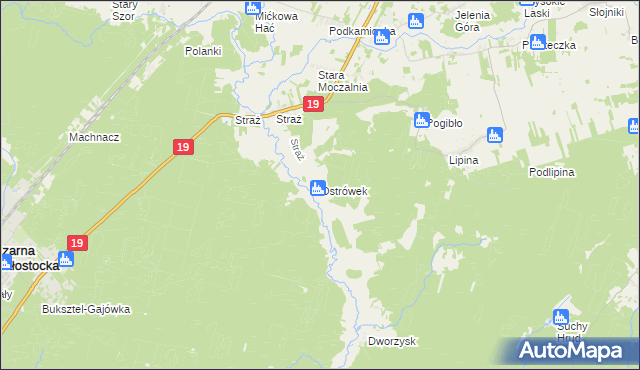 mapa Ostrówek gmina Sokółka, Ostrówek gmina Sokółka na mapie Targeo