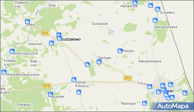 mapa Ostrówek gmina Szudziałowo, Ostrówek gmina Szudziałowo na mapie Targeo