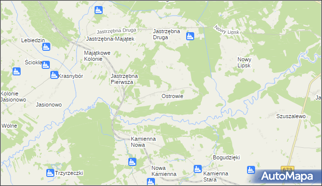 mapa Ostrowie gmina Sztabin, Ostrowie gmina Sztabin na mapie Targeo
