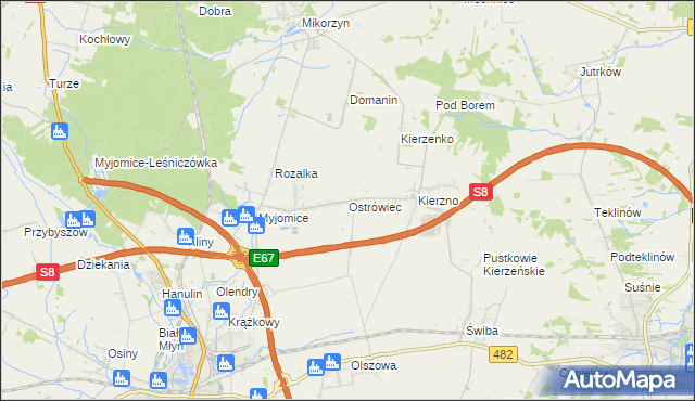 mapa Ostrówiec gmina Kępno, Ostrówiec gmina Kępno na mapie Targeo