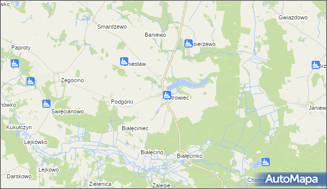 mapa Ostrowiec gmina Malechowo, Ostrowiec gmina Malechowo na mapie Targeo