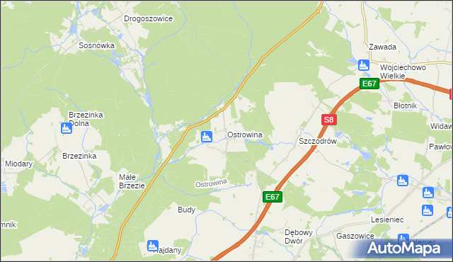 mapa Ostrowina, Ostrowina na mapie Targeo