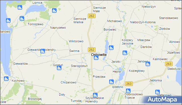 mapa Ostrowite powiat słupecki, Ostrowite powiat słupecki na mapie Targeo