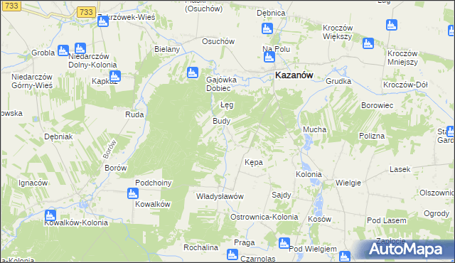 mapa Ostrówka gmina Kazanów, Ostrówka gmina Kazanów na mapie Targeo