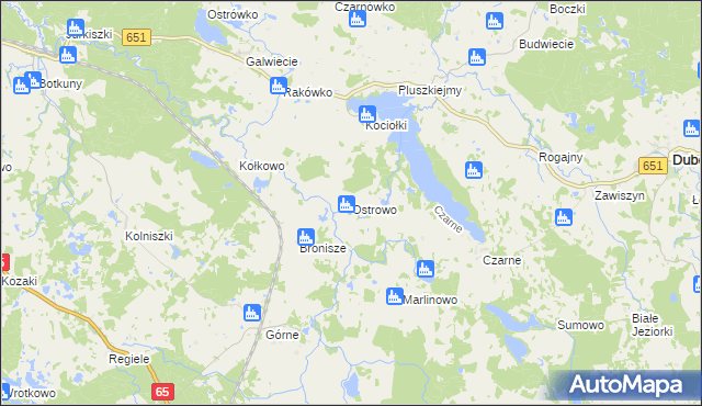 mapa Ostrowo gmina Dubeninki, Ostrowo gmina Dubeninki na mapie Targeo