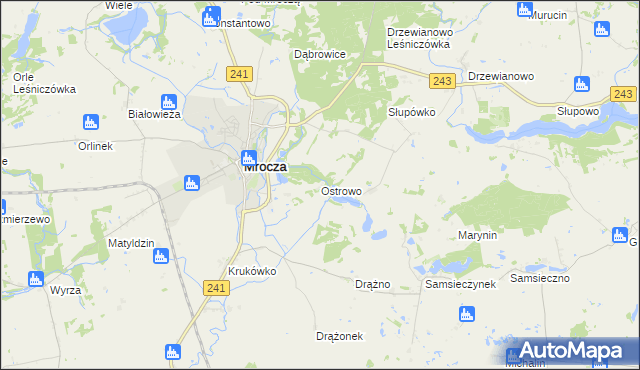 mapa Ostrowo gmina Mrocza, Ostrowo gmina Mrocza na mapie Targeo