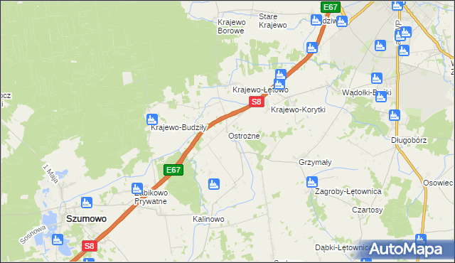 mapa Ostrożne, Ostrożne na mapie Targeo