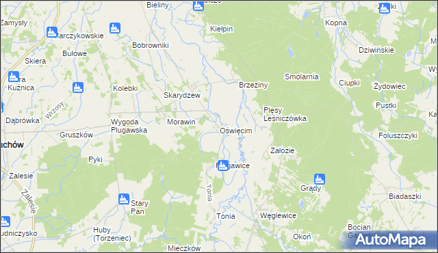 mapa Oświęcim gmina Doruchów, Oświęcim gmina Doruchów na mapie Targeo