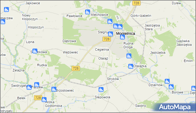 mapa Otaląż gmina Mogielnica, Otaląż gmina Mogielnica na mapie Targeo