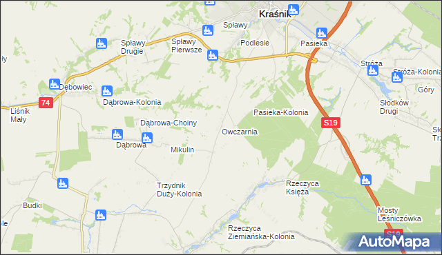 mapa Owczarnia gmina Trzydnik Duży, Owczarnia gmina Trzydnik Duży na mapie Targeo