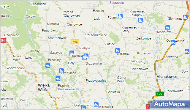 mapa Owczary gmina Zielonki, Owczary gmina Zielonki na mapie Targeo