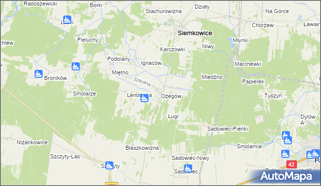 mapa Ożegów, Ożegów na mapie Targeo