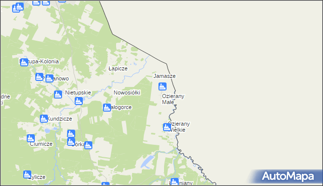 mapa Ozierany Małe, Ozierany Małe na mapie Targeo