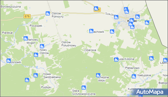 mapa Ozierskie, Ozierskie na mapie Targeo