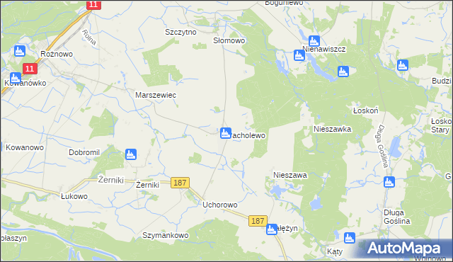 mapa Pacholewo, Pacholewo na mapie Targeo