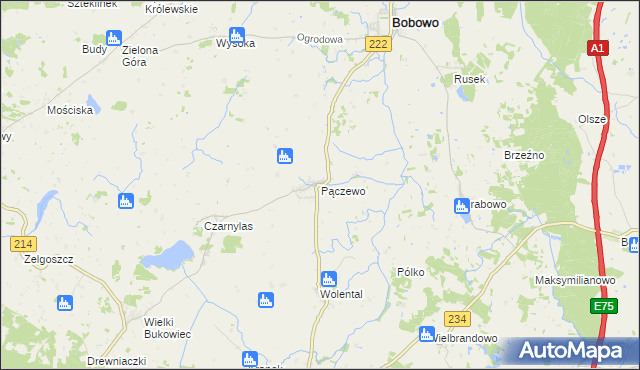 mapa Pączewo, Pączewo na mapie Targeo