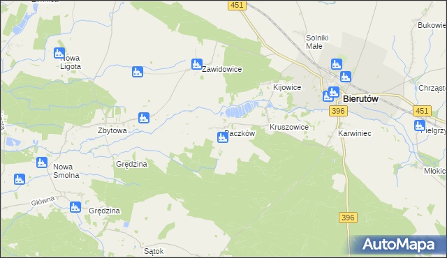 mapa Paczków gmina Bierutów, Paczków gmina Bierutów na mapie Targeo