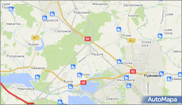 mapa Paczyna, Paczyna na mapie Targeo