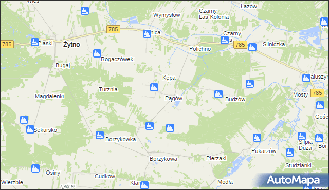 mapa Pągów gmina Żytno, Pągów gmina Żytno na mapie Targeo