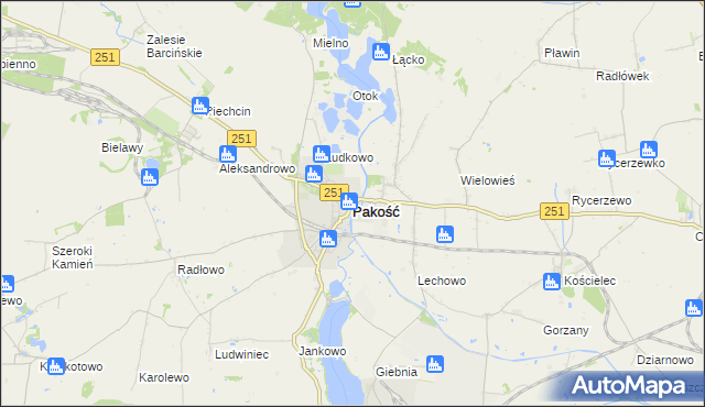 mapa Pakość powiat inowrocławski, Pakość powiat inowrocławski na mapie Targeo