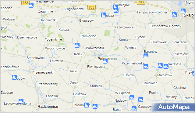 mapa Pałecznica powiat proszowicki, Pałecznica powiat proszowicki na mapie Targeo