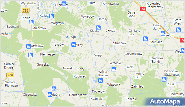 mapa Pałęgi, Pałęgi na mapie Targeo