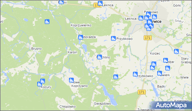 mapa Parchlino, Parchlino na mapie Targeo