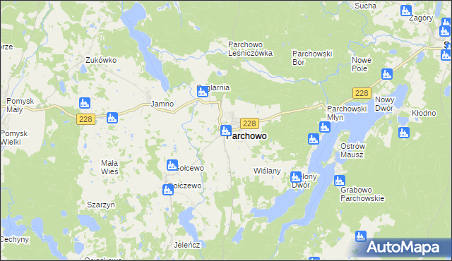 mapa Parchowo powiat bytowski, Parchowo powiat bytowski na mapie Targeo