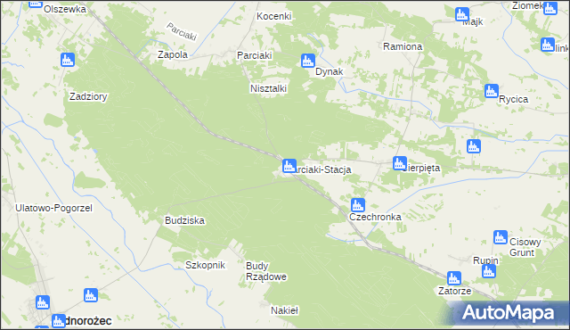 mapa Parciaki-Stacja, Parciaki-Stacja na mapie Targeo