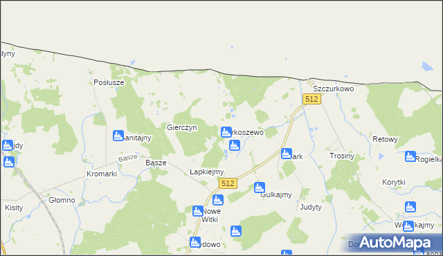 mapa Parkoszewo, Parkoszewo na mapie Targeo