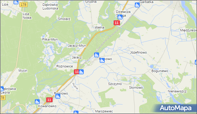 mapa Parkowo gmina Rogoźno, Parkowo gmina Rogoźno na mapie Targeo