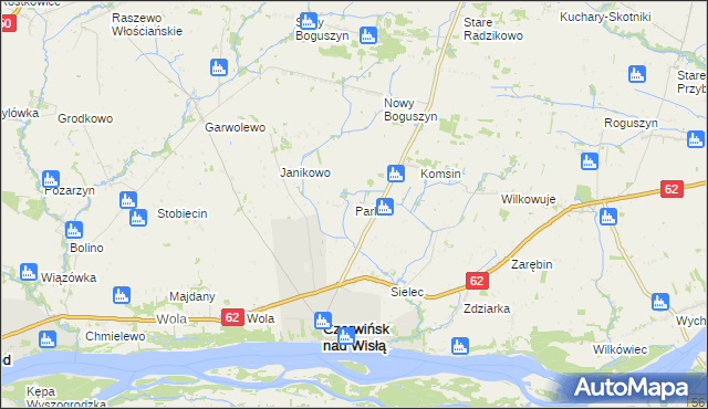 mapa Parlin gmina Czerwińsk nad Wisłą, Parlin gmina Czerwińsk nad Wisłą na mapie Targeo