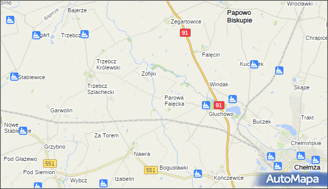 mapa Parowa Falęcka, Parowa Falęcka na mapie Targeo