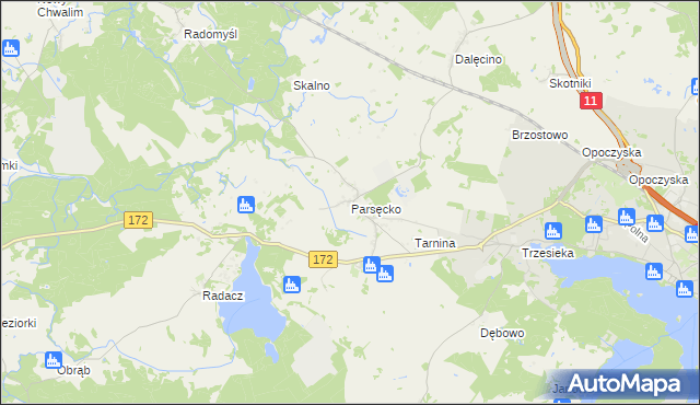 mapa Parsęcko, Parsęcko na mapie Targeo