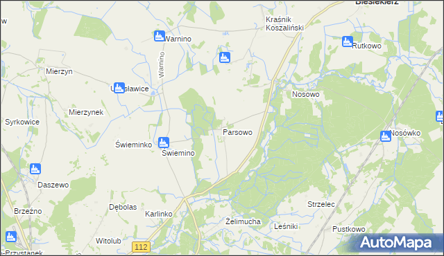 mapa Parsowo, Parsowo na mapie Targeo