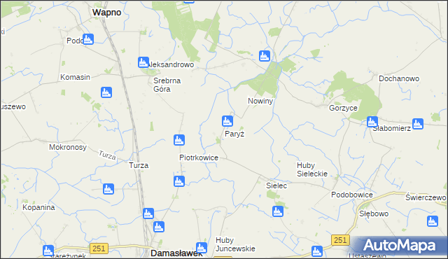 mapa Paryż gmina Żnin, Paryż gmina Żnin na mapie Targeo