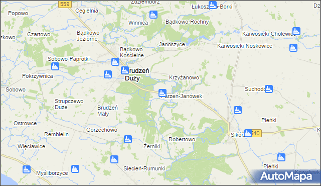 mapa Parzeń-Janówek, Parzeń-Janówek na mapie Targeo